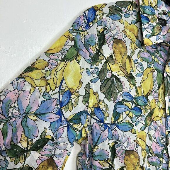 Sonny Bono Men's Vintage Leaf Print Cotton Long Sleeve Button Down Shirt Size XL - Picture 2 of 9